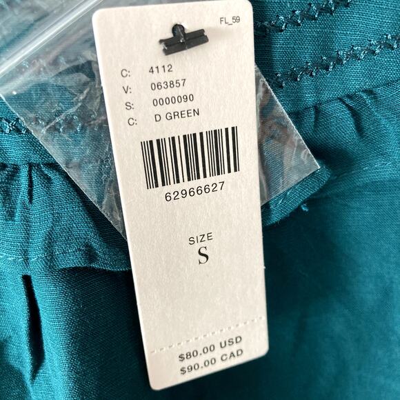 Current Air NEW Embroidered Ruffle Yoke Puff Sleeve Top - Green - Small - Picture 3 of 9